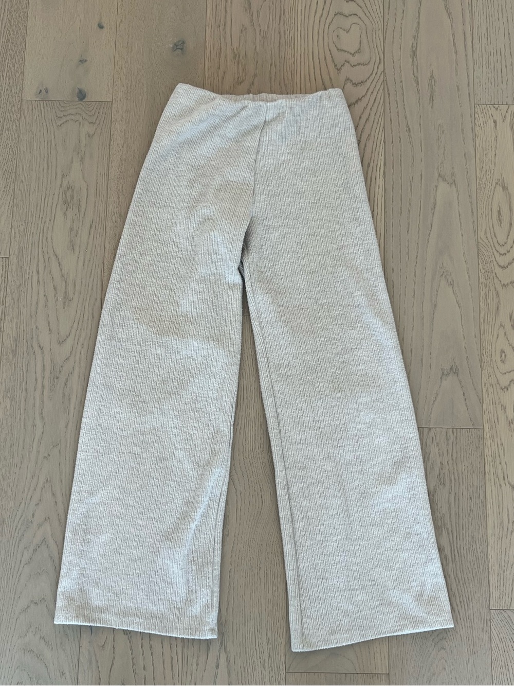 Zara Light Gray Wide-Leg Knit Trousers